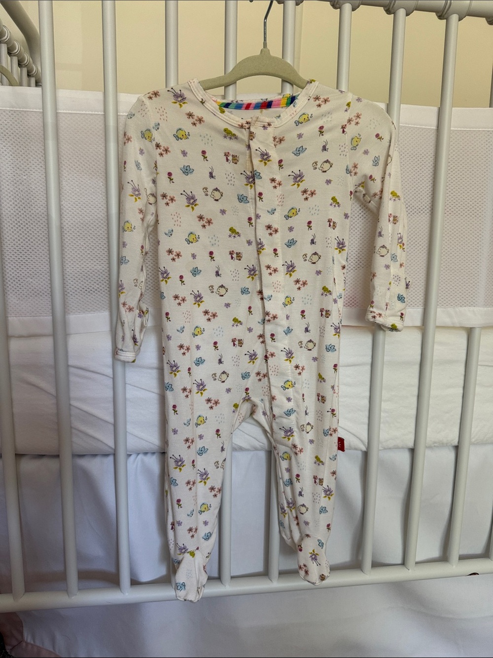 Magnetic Me 0-3 Months Disney Cream Footed One-Piece with Floral & Chick Print